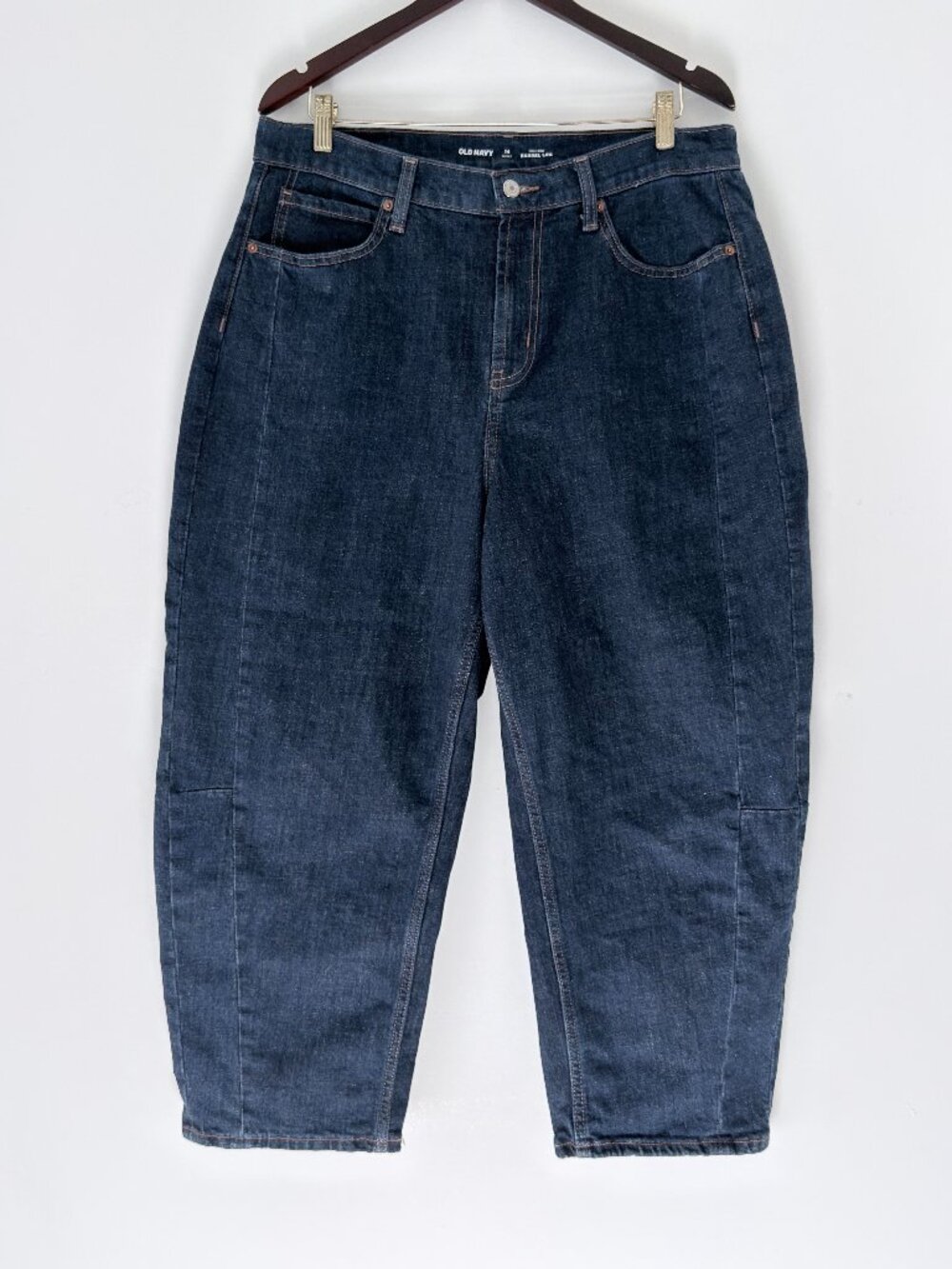 Old Navy High Rise Barrel Leg Jeans Womens 14 Short Blue Denim Skater Baggy
